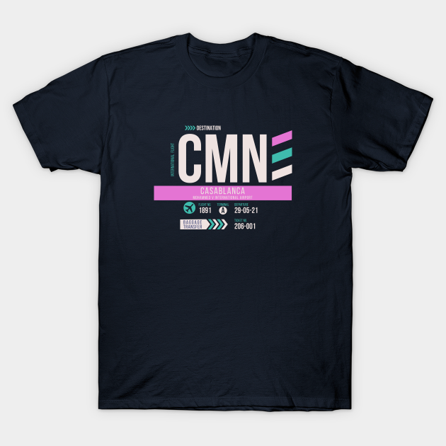 Casablanca (CMN) Airport Code Baggage Tag Casablanca TShirt